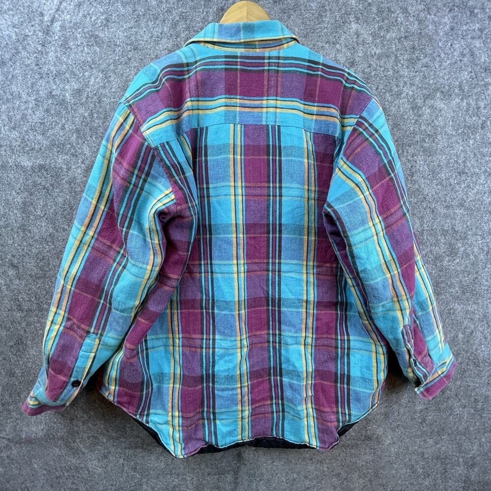 Dakota‎ Jacket Mens Large Bright Plaid Quilted Chore Coat 80s 90s Style - Picture 2 of 7